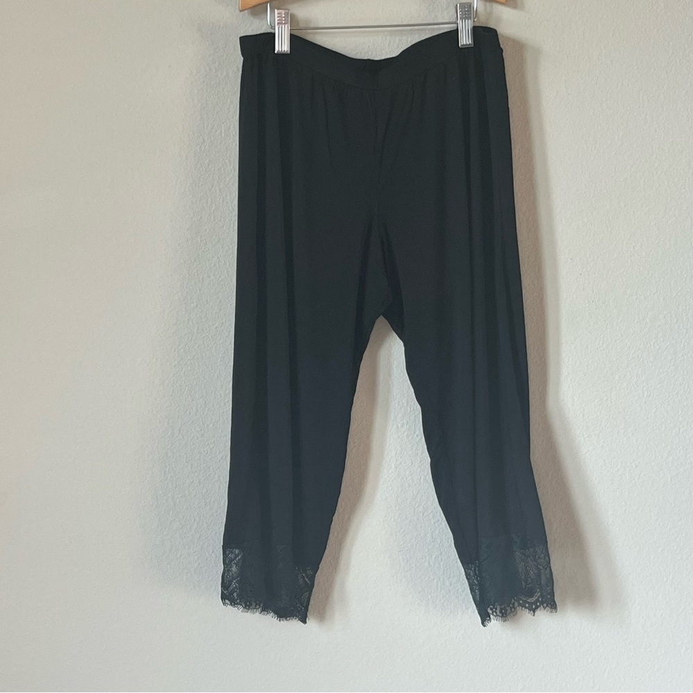 Cosabella Black Cropped Pajama Pants Lace Trim Size S/P Made in Italy